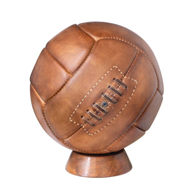 istock Brown soccer leather ball isolated on white background. 1271796910