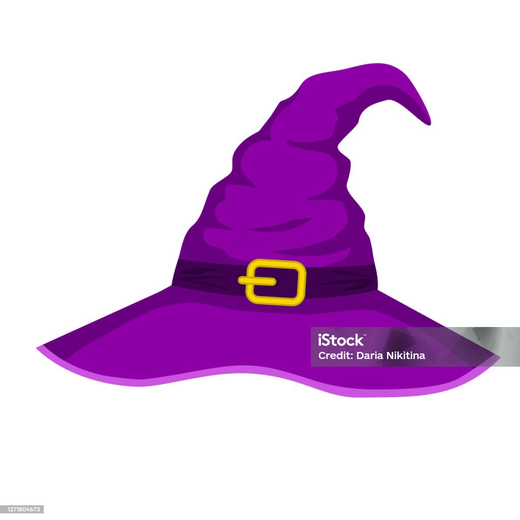 Purple Witch Hat With Buckle Witch Hat Isolated On A White Background