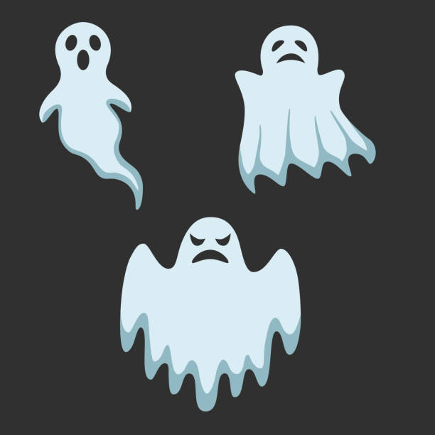 istock A set of three ghstos. Specter isolated on a black background. Stock vector illustration. Illustration for the holiday Halloween. 1271804767