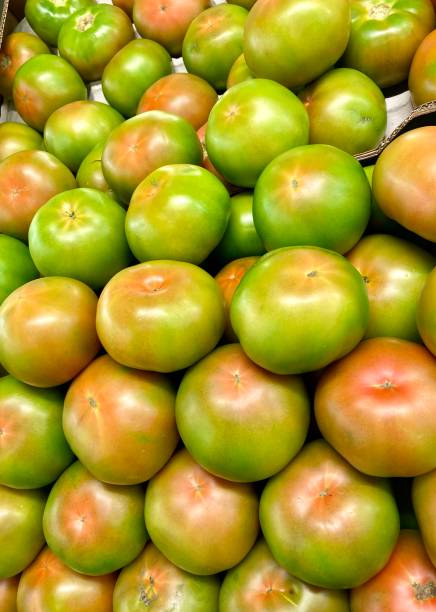 istock Green tomatoes, exposed in a market 1271810316