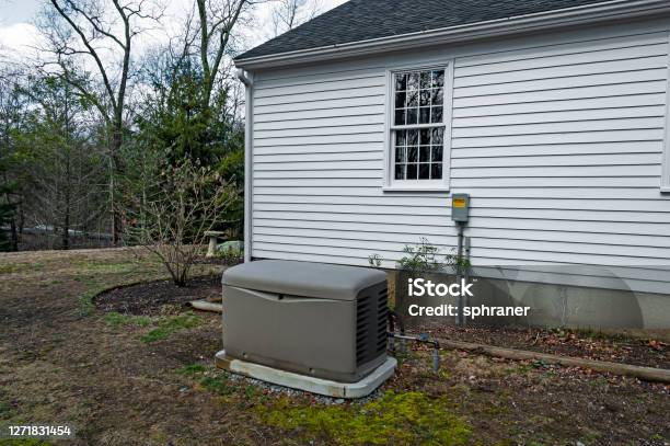 Residential Generator Stock Photo - Download Image Now - Generator, Residential Building, House