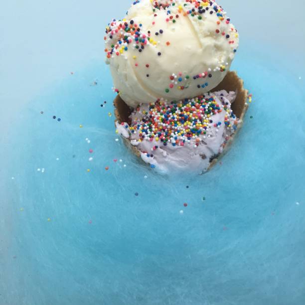 Ice Cream with Cotton Candy and Rainbow Sprinkles
