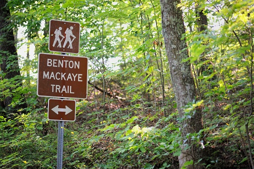 Sign near road for Benton MacKaye Trail in Cherokee National Forest