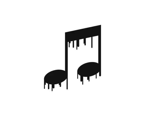 Vector illustration of Black painting music note