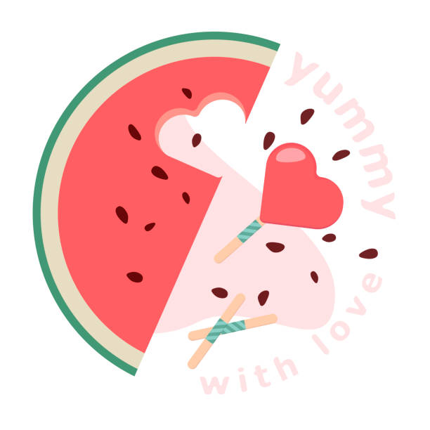 ilustrações de stock, clip art, desenhos animados e ícones de watermelon ice cream. watermelon wedge. cooking a quick dessert. - still life white background high angle view directly above