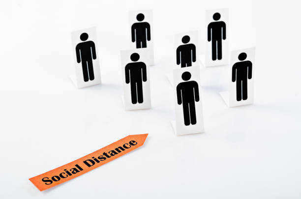 istock Social Distance with paper cut human. 1271851366