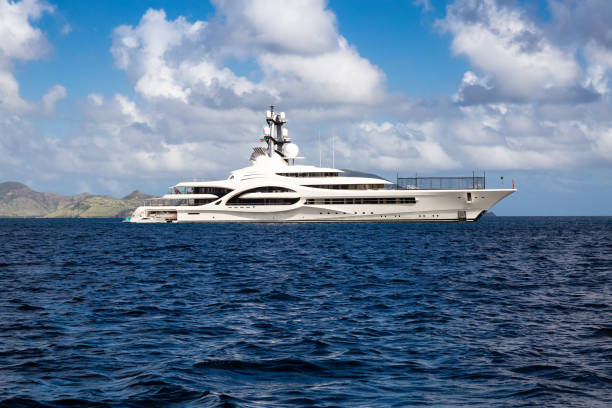istock Big White Luxury Yacht on the Caribbean Se 1271851445