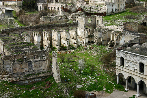 On May 9, 1992 the town was captured by Armenian forces and the Azeri population fled. The city was looted and burned by Armenians, some 80% of the town was in ruins.