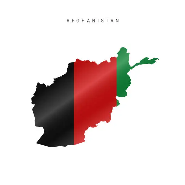 Vector illustration of Waving flag map of Afghanistan. Vector illustration