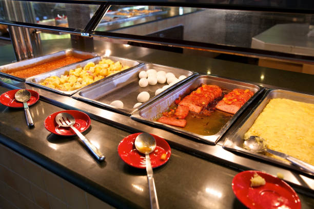 istock Buffet Breakfast at the hotel. Select a menu of animal products 1271856846