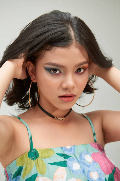 istock Models of rainbow eye shadow on the eyelids bright makeup 1271857455