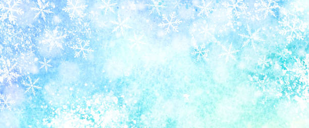 수채화 눈송이 배경 그림. - ice crystal textured ice winter stock illustrations