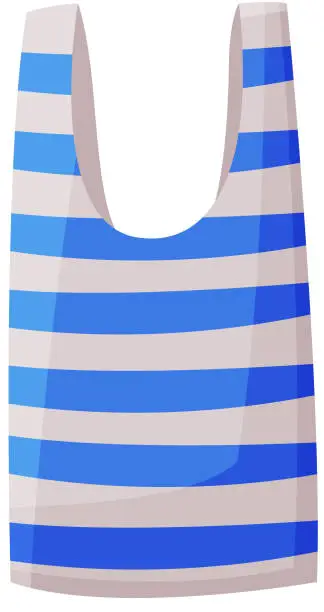 Vector illustration of Blue and White Striped Sleeveless Tank Top, Summer Vacation Object, Traveling and Tourism Vector Illustration on White Background