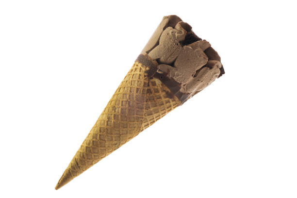 istock Chocolate ice cream cone isolated on white background with clipping path 1271868301