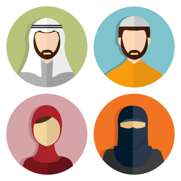 Middle Eastern, Muslim avatar People Icons Middle Eastern, Muslim avatar People Icons vector burka stock illustrations