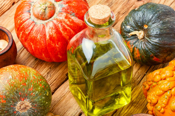 Pumpkin seed oil stock photo