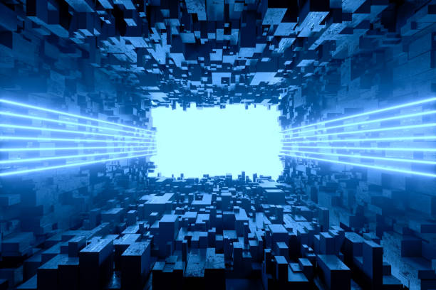 istock 3d abstract tunnel background with ultraviolet neon lights, glowing lines 1271881332