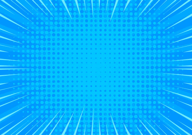 istock Pop art blue comics background. Abstract cartoon style halftone zoom banner. 1271882620