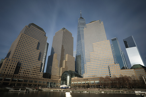 New York city Manhattan downtown skyline financial district cityscape