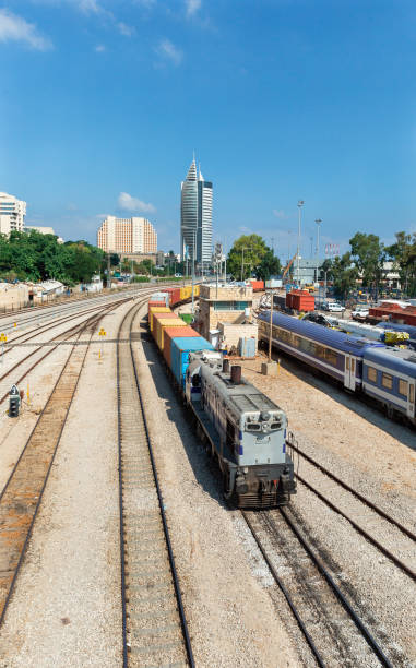 istock moving train on the railroad in Haifa 1271887064