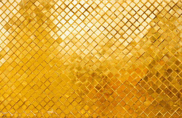 istock Gold tile mosaic wall glitter background texture Luxury and Elegant 1271891246