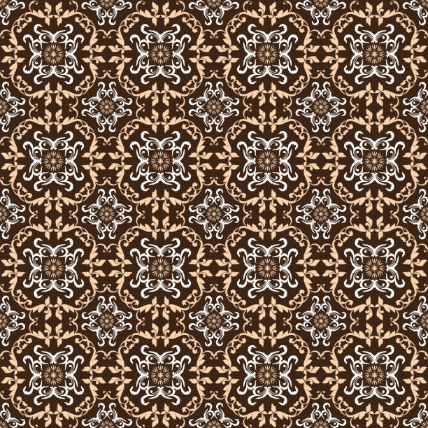 istock Vintage flower pattern on Solo batik with dark brown color design. 1271894553