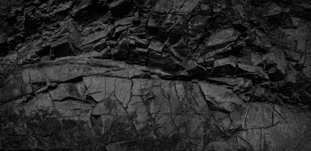 istock Black and white background. Black rock texture. Stone surface background with cracks. 1271894662