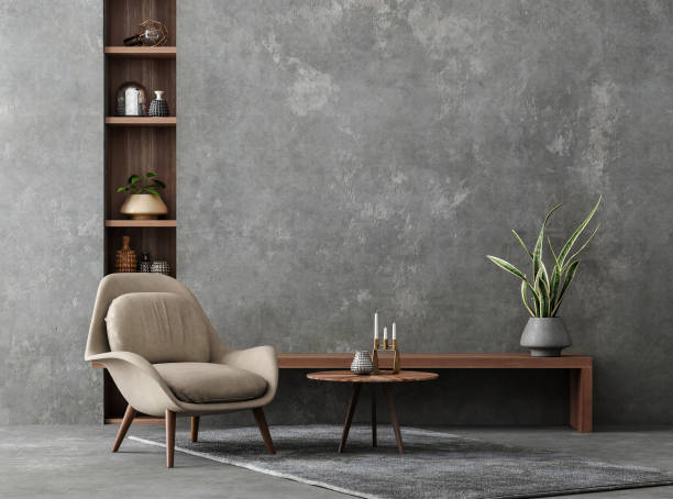 로프트, 산업 스타일의 거실 인테리어 - contemporary furniture 뉴스 사진 이미지