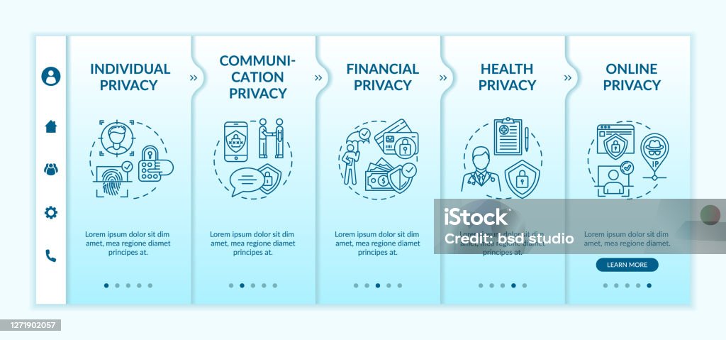 Privacy Types Privacy Types Onboarding Vector Template Stock Illustration - Download ...