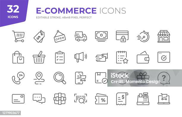 Ecommerce Line Icons Editable Stroke Pixel Perfect Stock Illustration - Download Image Now