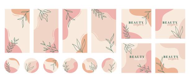 Social media stories, posts, highlights templates. Abstract floral trendy vector backgrounds with copy space for text Social media stories, posts, highlights templates. Abstract floral trendy vector backgrounds with copy space for text softness illustrations stock illustrations