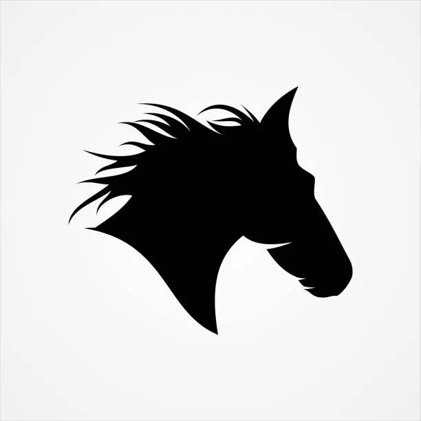 Vector illustration of Silhouette head horse for element design symbol