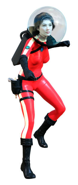 istock 3D illustration astronaut woman on white 1271912695