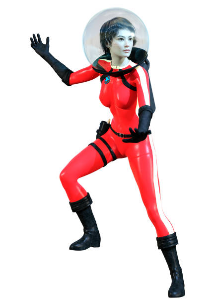 istock 3D illustration astronaut woman on white 1271912717
