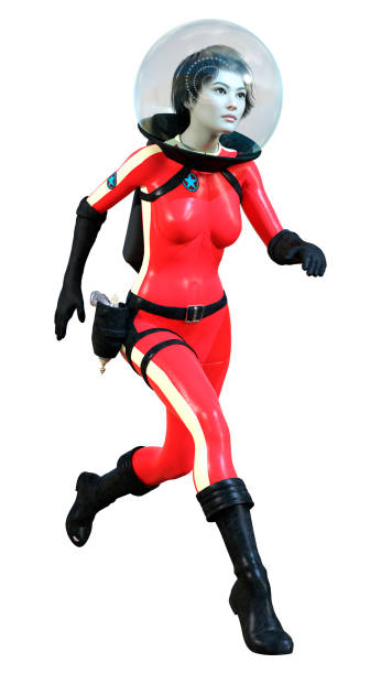 istock 3D illustration astronaut woman on white 1271912718