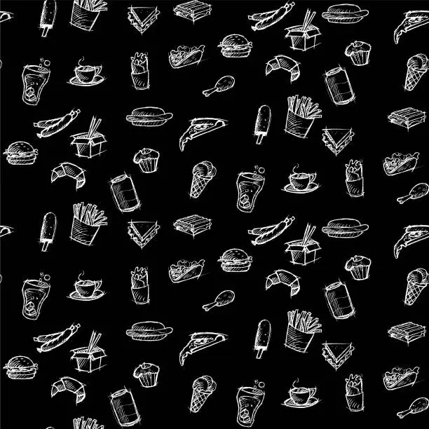 Vector illustration of Food and Drinks Pattern