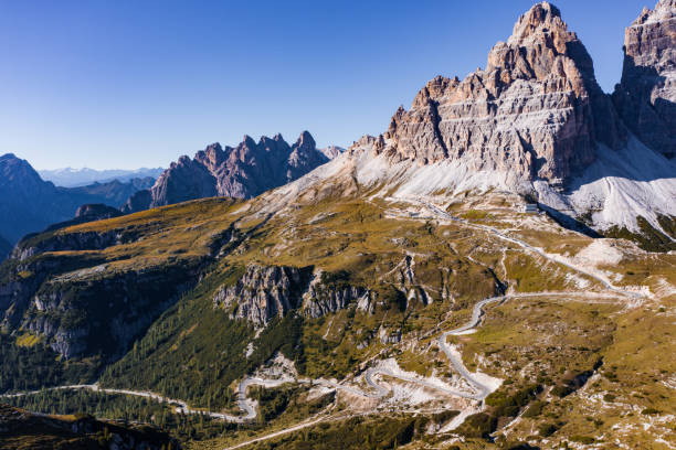 istock Italian alps - Tre Cime di Lavaredo (three peaks of Lavaredo). View from above. 1271915329