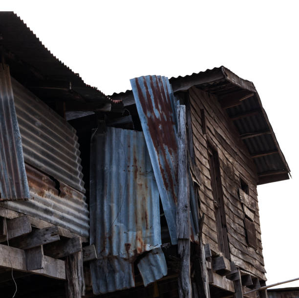 istock Old wooden house is damaged. 1271918894