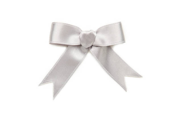 istock Beautiful silver bow isolated on white background. 1271923464