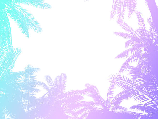 istock Palm trees silhouette background in retro style 1271924903