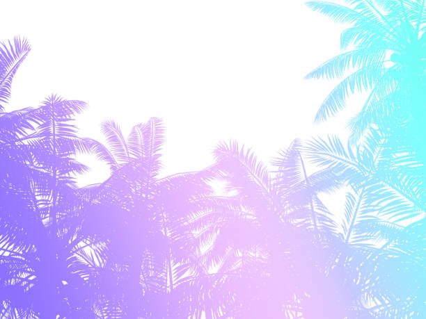 istock Palm trees silhouette background in retro style 1271924904