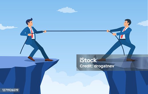 istock Two Businessmen Pulling Opposite Ends of Rope, 1271926519