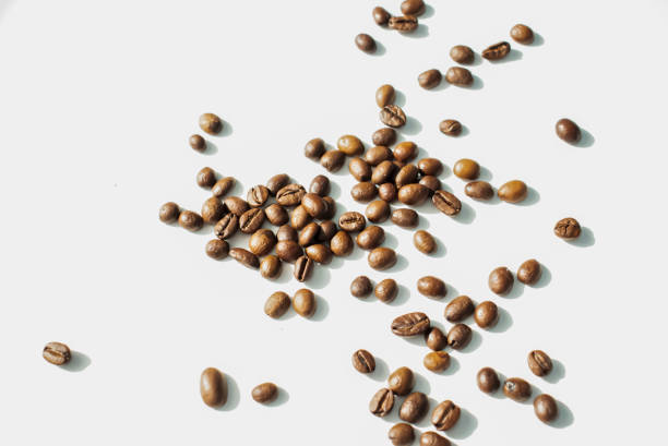 istock Grains of coffee on a white background. 1271928611