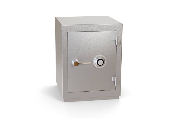 istock Closed safe box isolated on a white background. 3d illustration. 1271932108