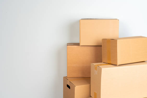 istock Close up photo of a stack of moving boxes 1271932635