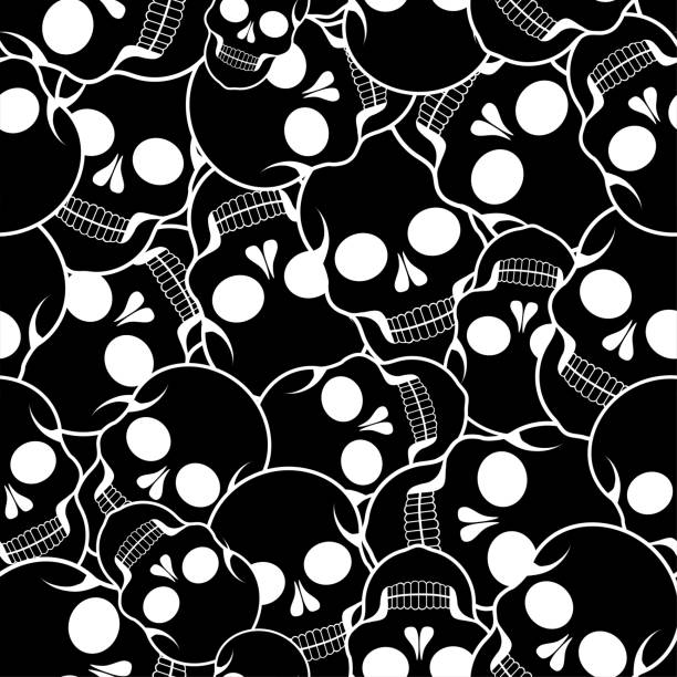 Halloween pattern with skulls Vector seamless pattern with skulls. Halloween background. Can be used for fabric, paper; textiles, T-shirts and other. The day of the Dead. Mexican ornament muerte stock illustrations