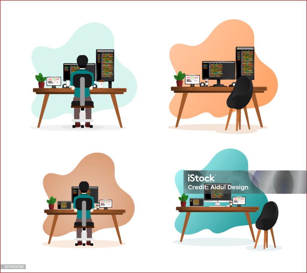 Programmer Illustration Vector Collection Ad241 Stock Illustration ...
