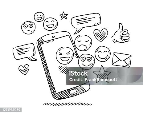 istock Social Media Icons Smartphone Drawing 1271937039