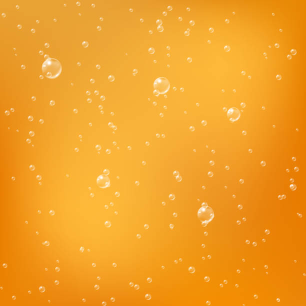 ilustraciones, imágenes clip art, dibujos animados e iconos de stock de burbujas en líquido dorado. suelta la cerveza. textura de aceite o miel con burbujas. vector - cooking oil drop honey beer