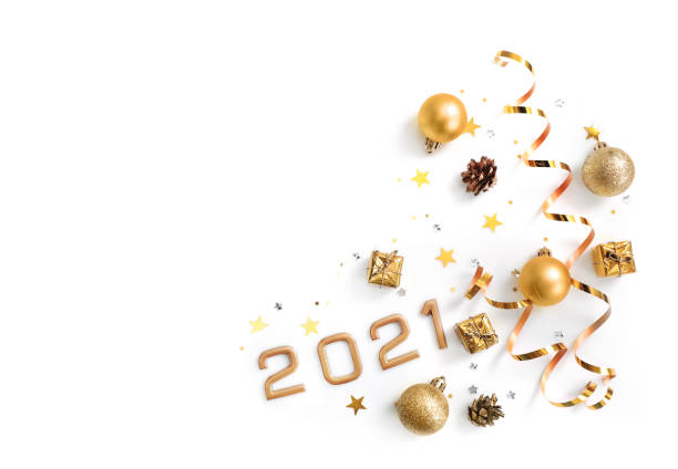 istock Christmas composition isolated on white background. Top view. Copy space. 1271941008